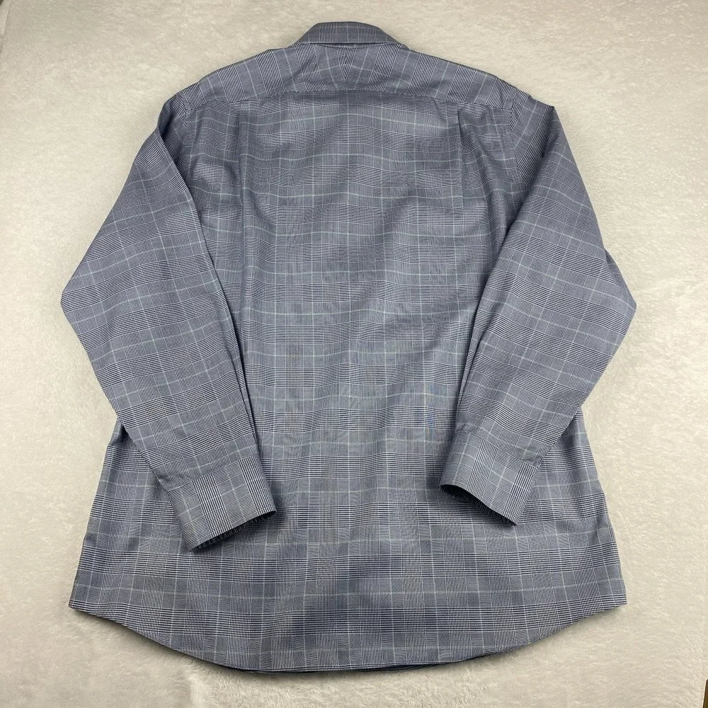 Charles Tyrwhitt Dress Shirt Mens 17-35 Blue/Green Plaid Slim Fit No Iron